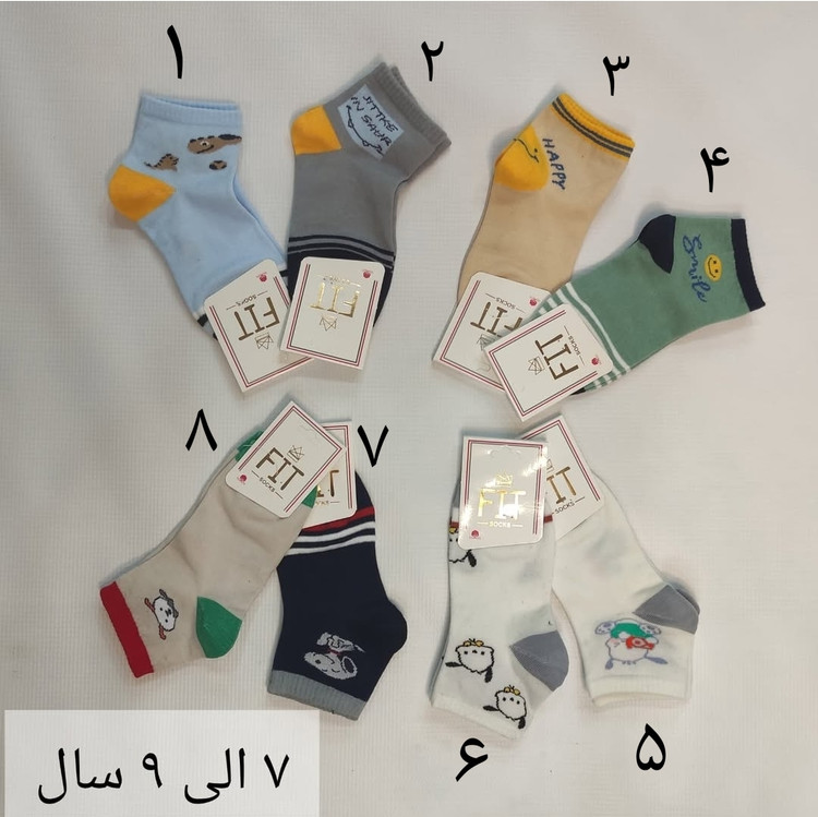 جوراب نیم ساق بچگانه پنبه سایز ۳ الی ۹ سال
