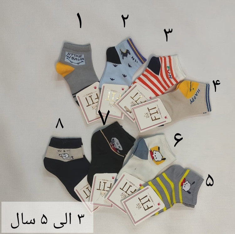 جوراب نیم ساق بچگانه پنبه سایز ۳ الی ۹ سال